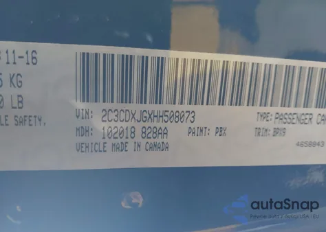 2017 Dodge Charger Sxt Awd из США, поврежденный, VIN 2C3CDXJGXHH508073